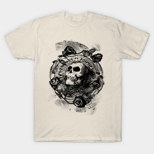 Aztec Skull - Traditional Black Mexican Calavera Tattoo T-Shirt